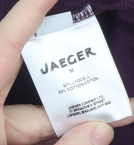 Jaeger Womens Purple Animal Print 3/4 Sleeve Tunic Blouse M