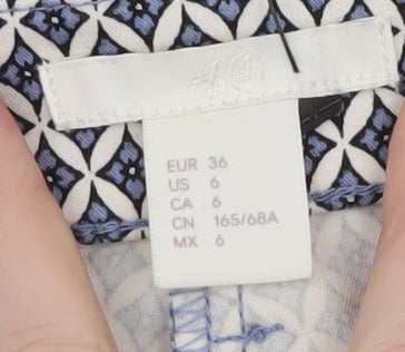 H&M Women Blue Geometric Slim Ankle Trousers Size 8