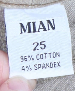 MIAN Women's Beige Cotton Stretch Capri Trousers Size 25