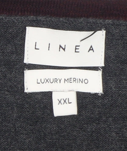 Linea Men’s Grey Luxury Merino Wool Crew Neck Jumper XXL