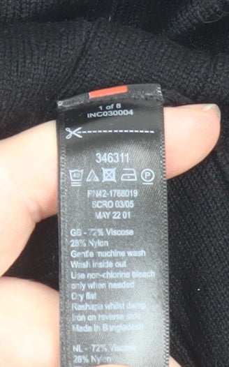 Monsoon Women Black Knit Fit & Flare Long Sleeve High Neck Dress M