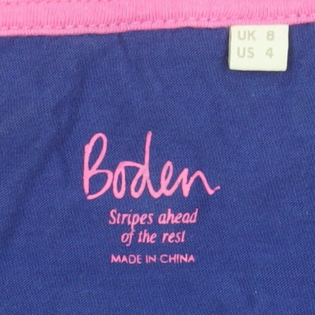 Boden Women Blue Striped Polka Dot Long Sleeve Cotton T-Shirt UK 8