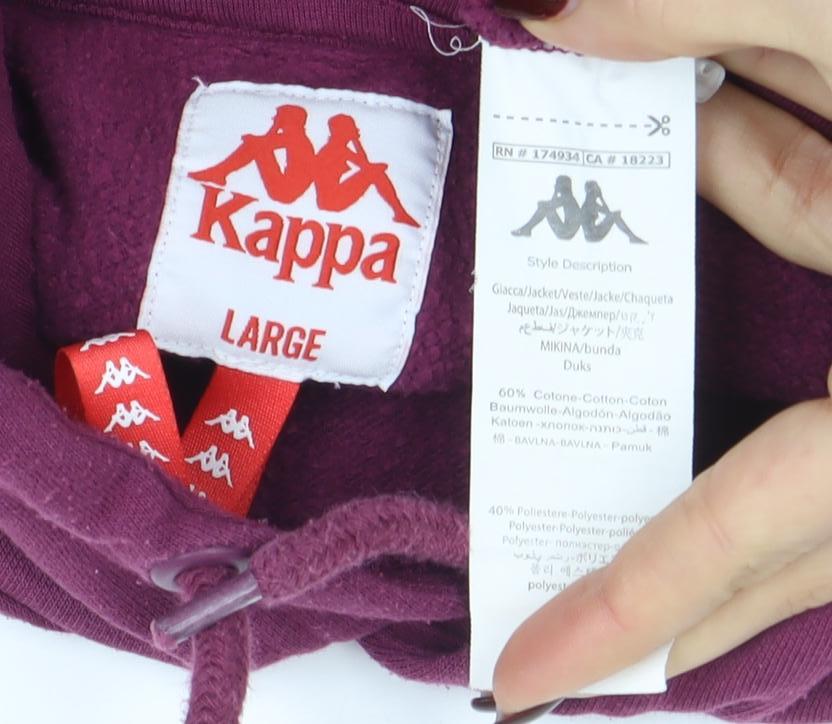 Kappa Womens Purple Hoodie Large Pullover Cotton Blend Casual