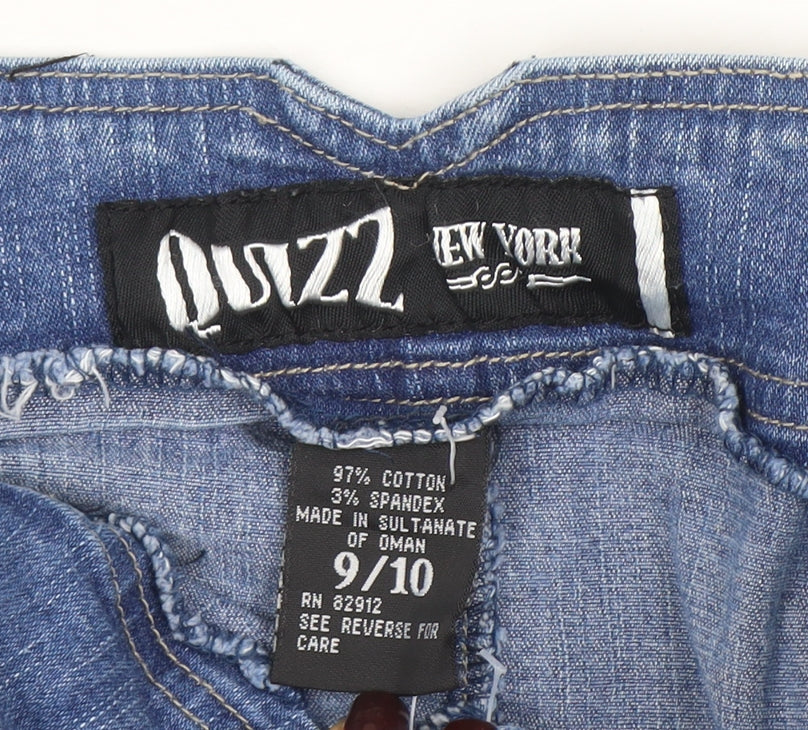 Qizz New York Girls Blue Denim Mini Skirt Size 9/10 Cotton Blend Casual