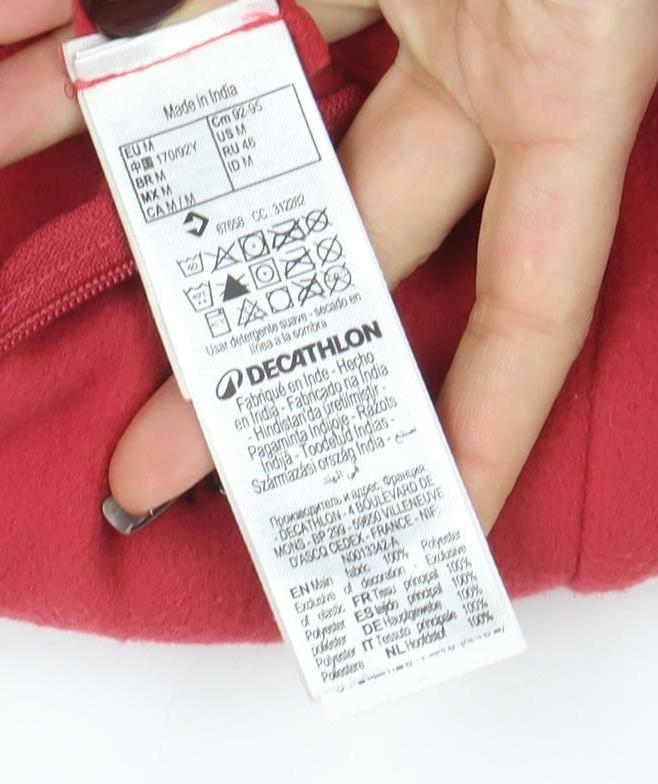 Decathlon Women Red Fleece 1/2 Zip Pullover Sweatshirt Size M