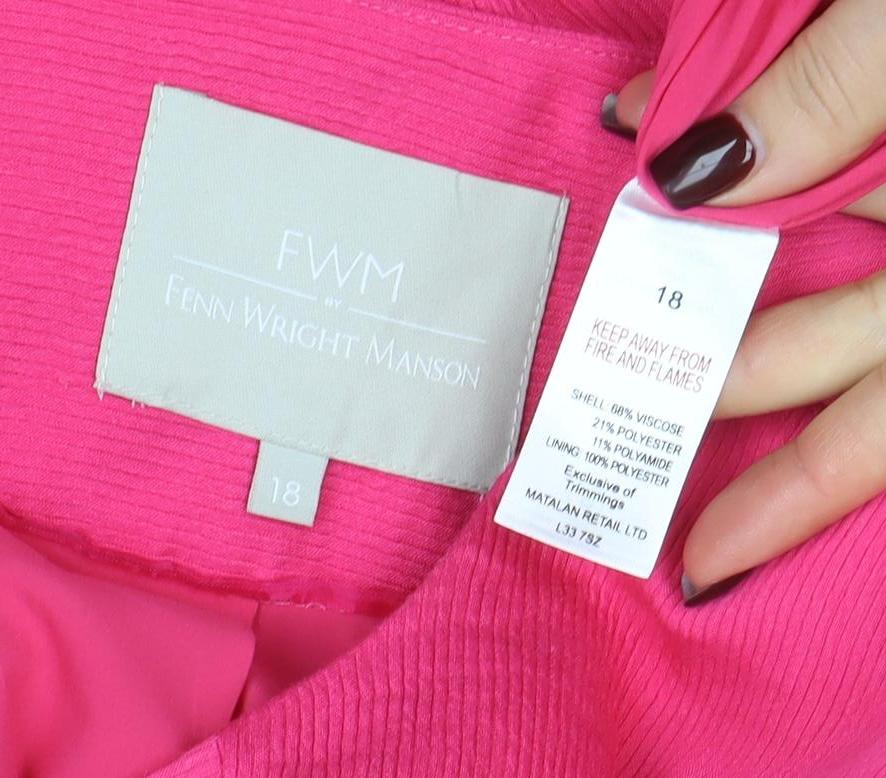 Fenn Wright Manson Women's Pink Size 18 Tailored Woven Long Blazer Jacket