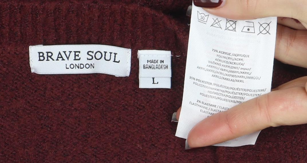 Brave Soul Women's Red Crew Neck Button Cardigan Size L