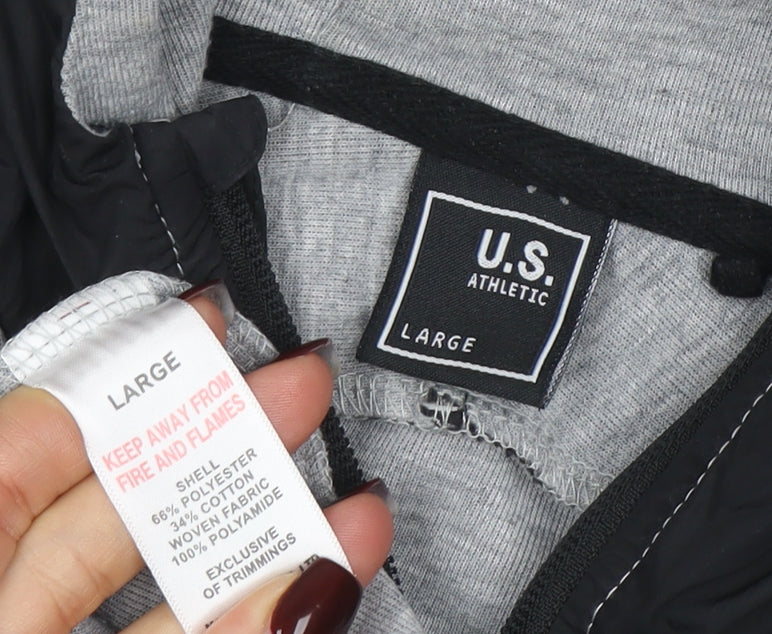 U.S. Athletic Men’s Grey Hooded Full Zip Sports Jacket Size L
