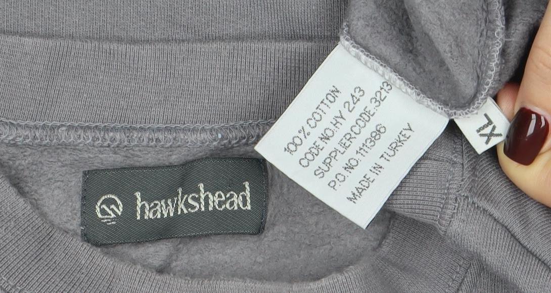 Hawkshead Men's Grey XL Crew Neck Cotton Pullover Sweatshirt
