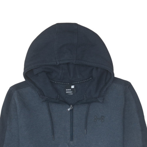 Under Armour Men's Blue Large 1/2 Zip Pullover Hoodie Threadborne Fleece