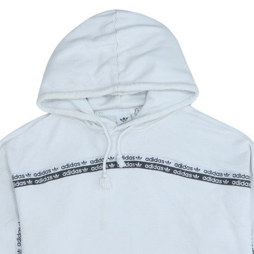 Adidas Womens White Hoodie Size 10 Pullover Long Sleeve Trefoil Logo