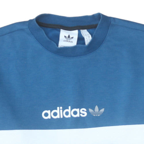 Adidas Men's Blue Colour Block Crew Neck Sweatshirt S Regular Fit