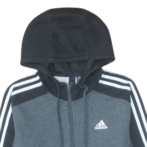Adidas Men's Grey Full Zip Hoodie Size S Sports Fleece Jacket