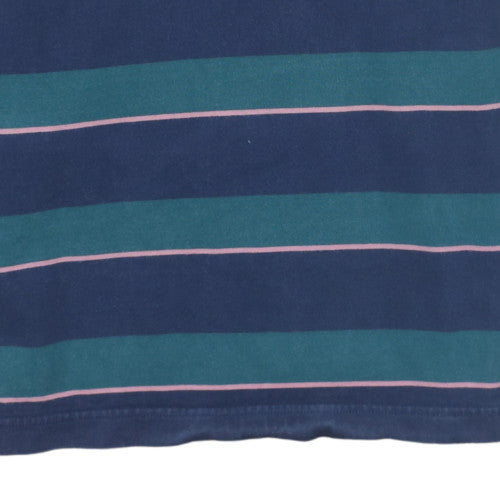 Joules Men's Blue Striped Long Sleeve Rugby Polo Shirt Size S