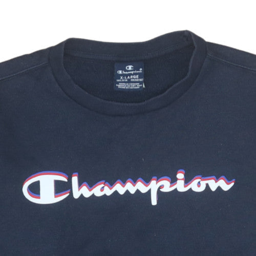 Champion Boys Black Pullover Sweatshirt 13-14 Years Crew Neck Logo Print