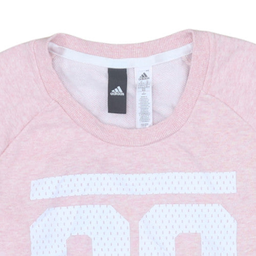 Adidas Womens Pink Graphic Crew Neck Pullover Sweatshirt Size M