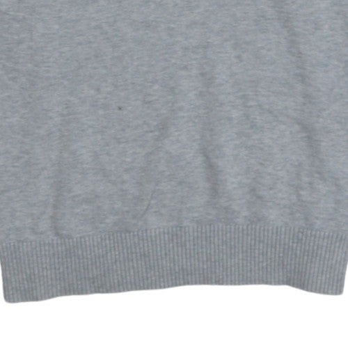 Tommy Hilfiger Men's Grey V-Neck Cotton Jumper Size S