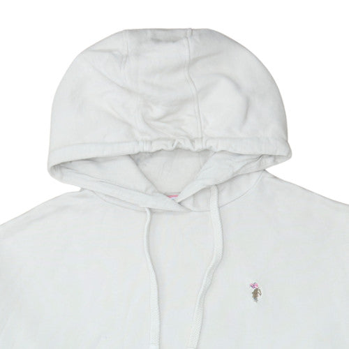 U.S. Polo Assn. Men's White Pullover Hoodie Size M Logo Cotton Blend