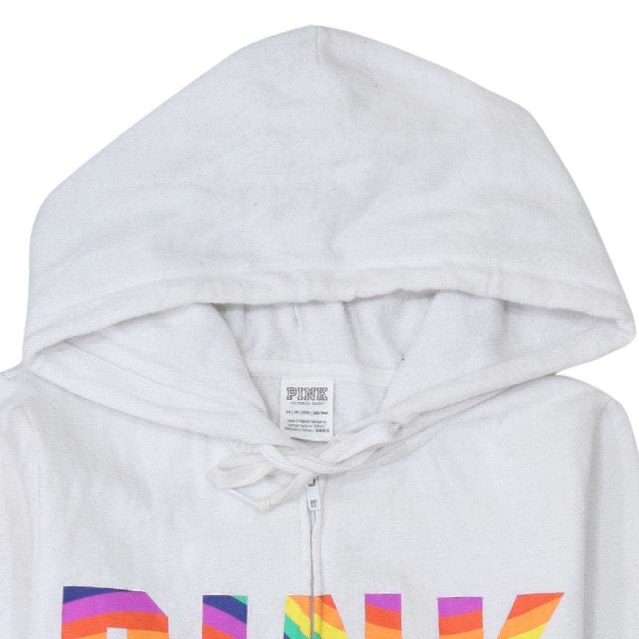 Victoria's Secret PINK Women White XS Full Zip Hoodie Rainbow Logo