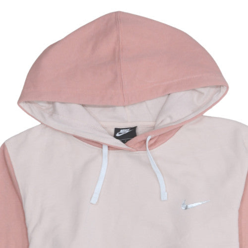 Nike Women’s Pink & Beige Pullover Hoodie Size S Cotton Logo Sweatshirt