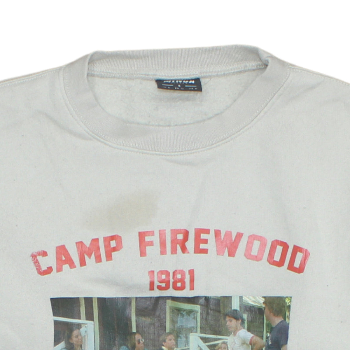 Minga London Unisex White Camp Firewood 1981 Graphic Sweatshirt S