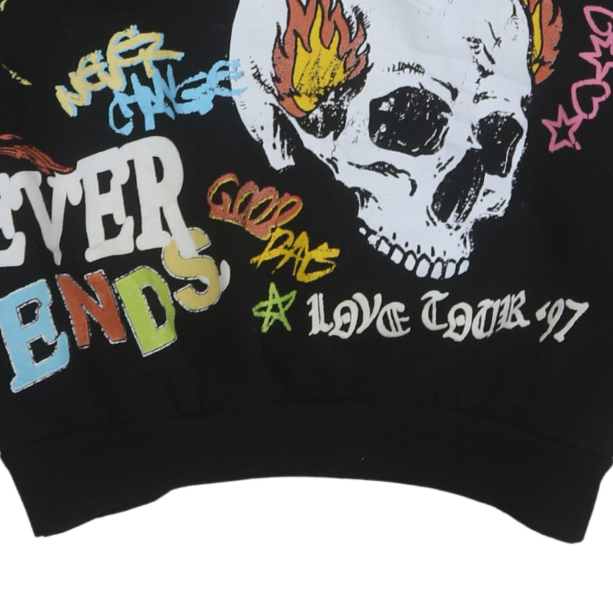 Bershka Womens Black XS Graphic Pullover Hoodie Peace Out Design