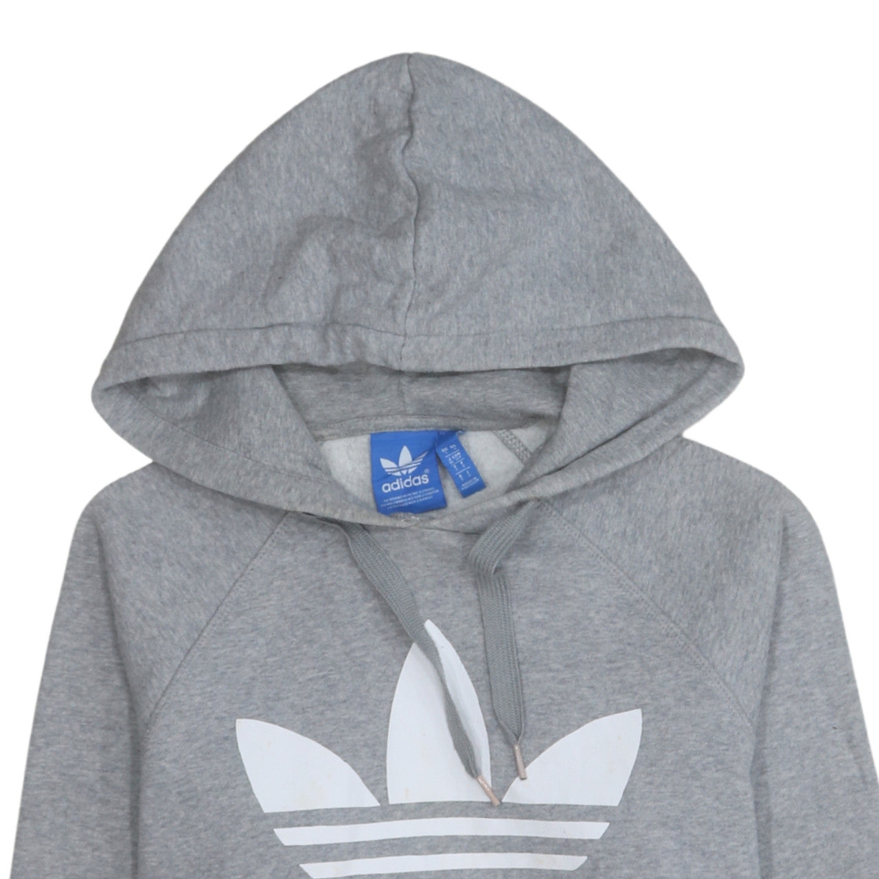 Adidas Men Grey Hoodie Small Pullover Logo Cotton Blend Sweatshirt