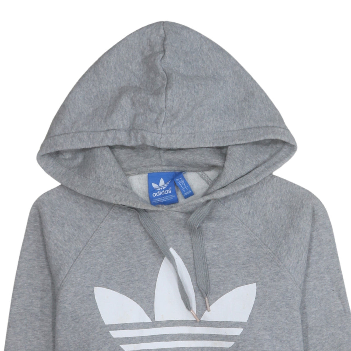 Adidas Men Grey Hoodie Small Pullover Logo Cotton Blend Sweatshirt