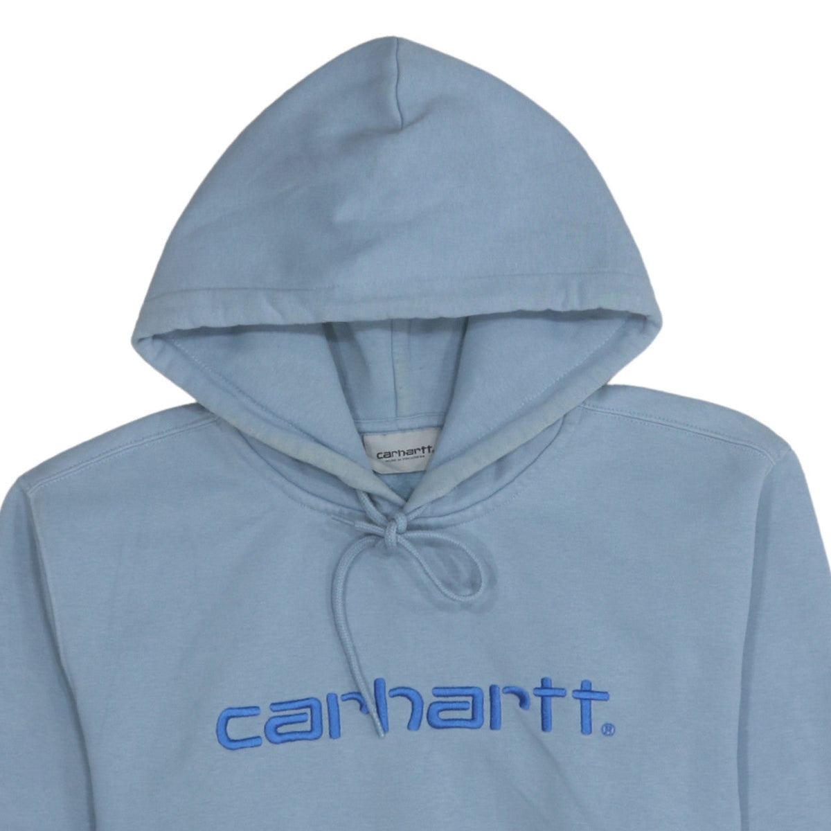 Carhartt Men's Blue Pullover Hoodie S Embroidered Logo Fleece