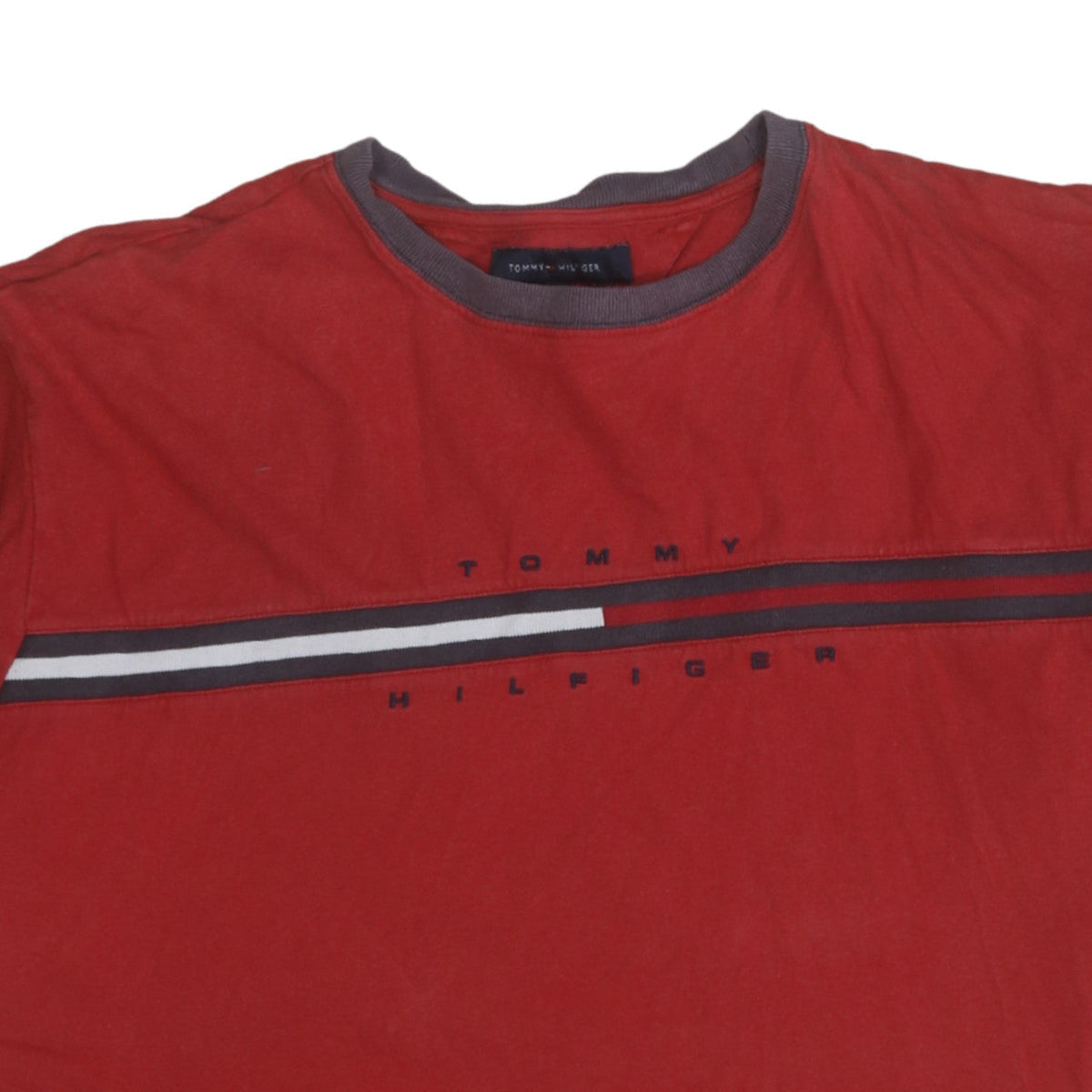 Tommy Hilfiger Men's Red XL Crew Neck Logo T-Shirt