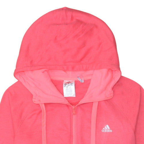 Adidas Womens Pink Full Zip Hoodie M 12-14 Hooded Sweatshirt