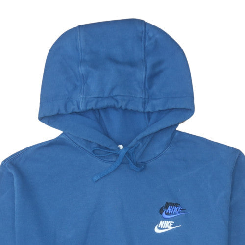 Nike Men's Blue Pullover Hoodie Small Graphic Logo Fleece