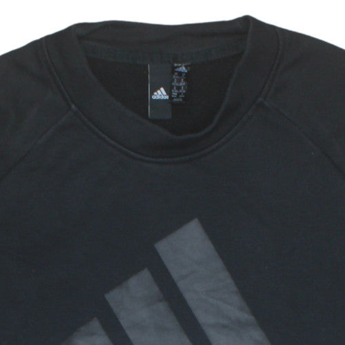 Adidas Womens Black Medium Pullover Sweatshirt Crew Neck Logo Print