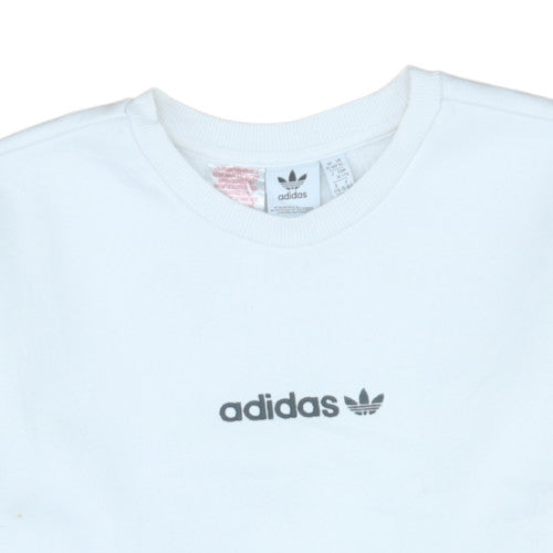 Adidas Boys White XL 15-16 Years Crew Neck Logo Sweatshirt