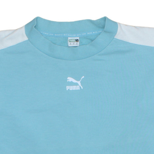 Puma Women Blue Crew Neck Pullover Sweatshirt Size M