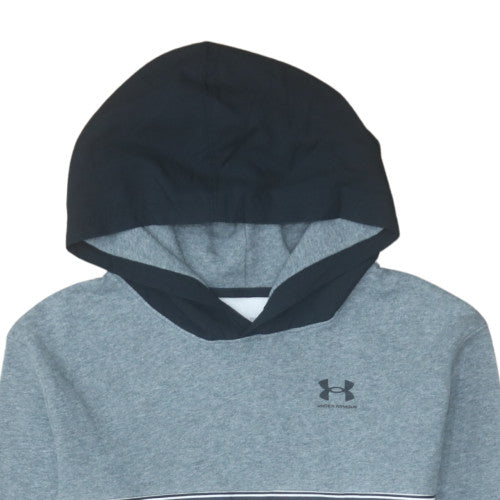Under Armour Teens Grey Pullover Hoodie Regular Fit Logo Fleece 164