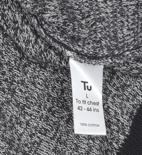 Tu Men Grey Cotton Crew Neck Pullover Jumper Size L