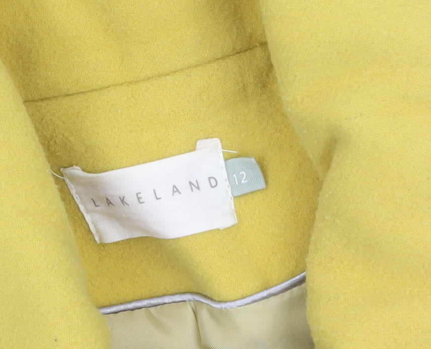 Lakeland Women Yellow Wool Blend Buttoned Mid-Length Coat Size 12