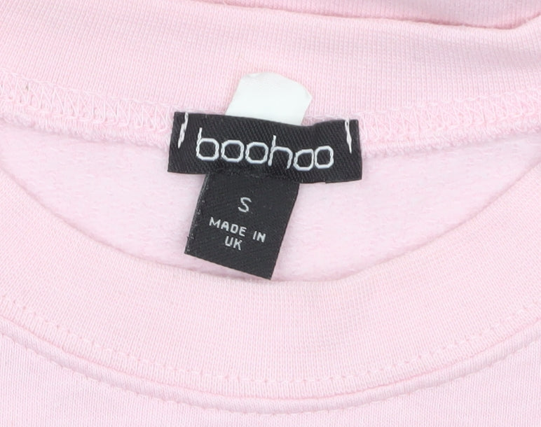 Boohoo Womens Pink Crew Neck Pullover Sweatshirt Size 8