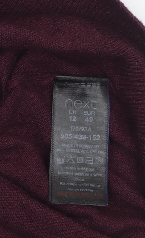 Next Women Purple V-Neck Long Sleeve Knit Jumper Size 12