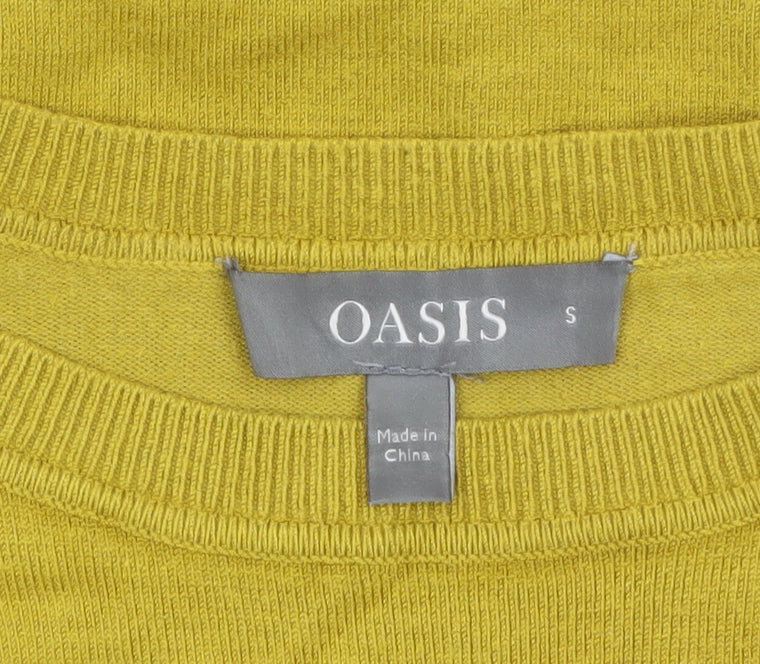 Oasis Women's Yellow Crew Neck Long Sleeve Pullover Jumper Size S
