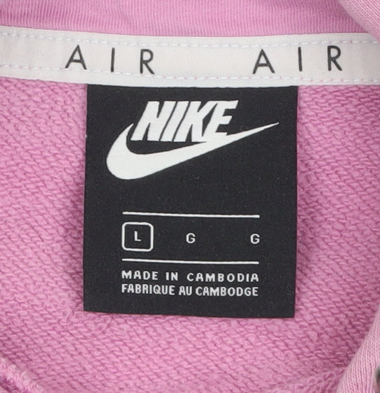 Nike Air Womens Pink Pullover Hoodie L Cotton Blend Relaxed Fit