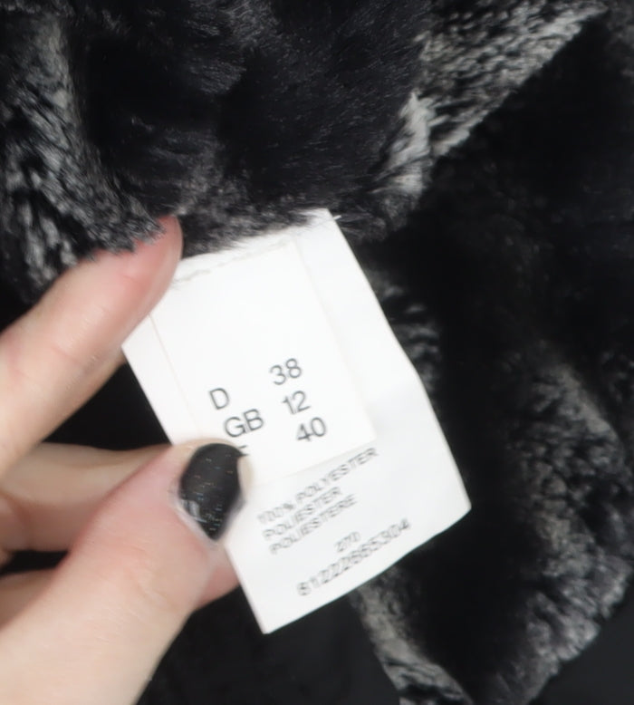 David Nieper Women's Black Size 12 Mid-Length Puffer Coat
