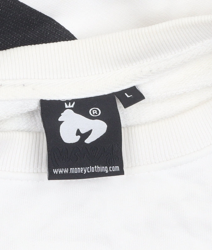 Money Mens White Crew Neck Logo Sweatshirt Size L