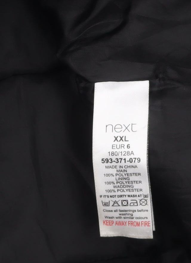 Next Men's Black 2XL Puffer Jacket Insulated Mid-Length Coat