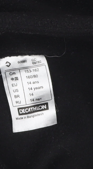Decathlon Boys Black Fleece 1/4 Zip Pullover Sweatshirt 14 Years