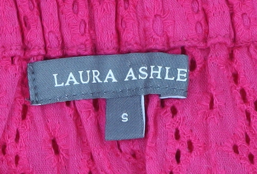 Laura Ashley Women's Pink Cotton Off Shoulder Lace Shift Dress S