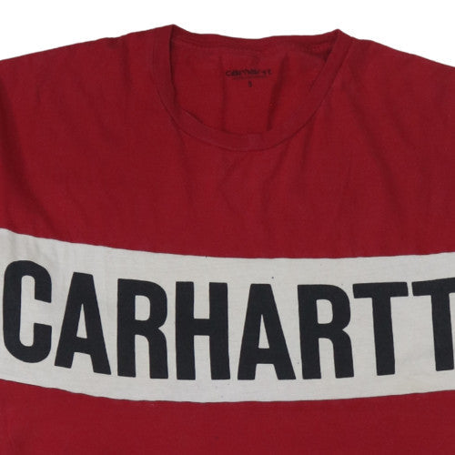 Carhartt Men Red Small Logo Graphic Cotton T-Shirt