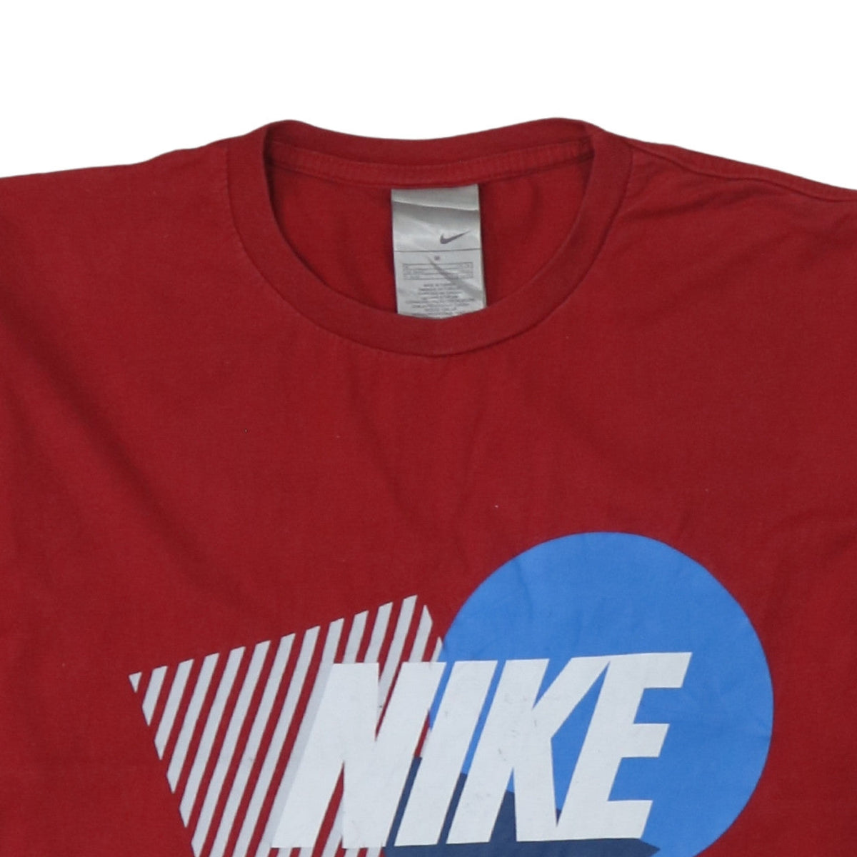 Nike Men Red Graphic Print Crew Neck Cotton T-Shirt Size M