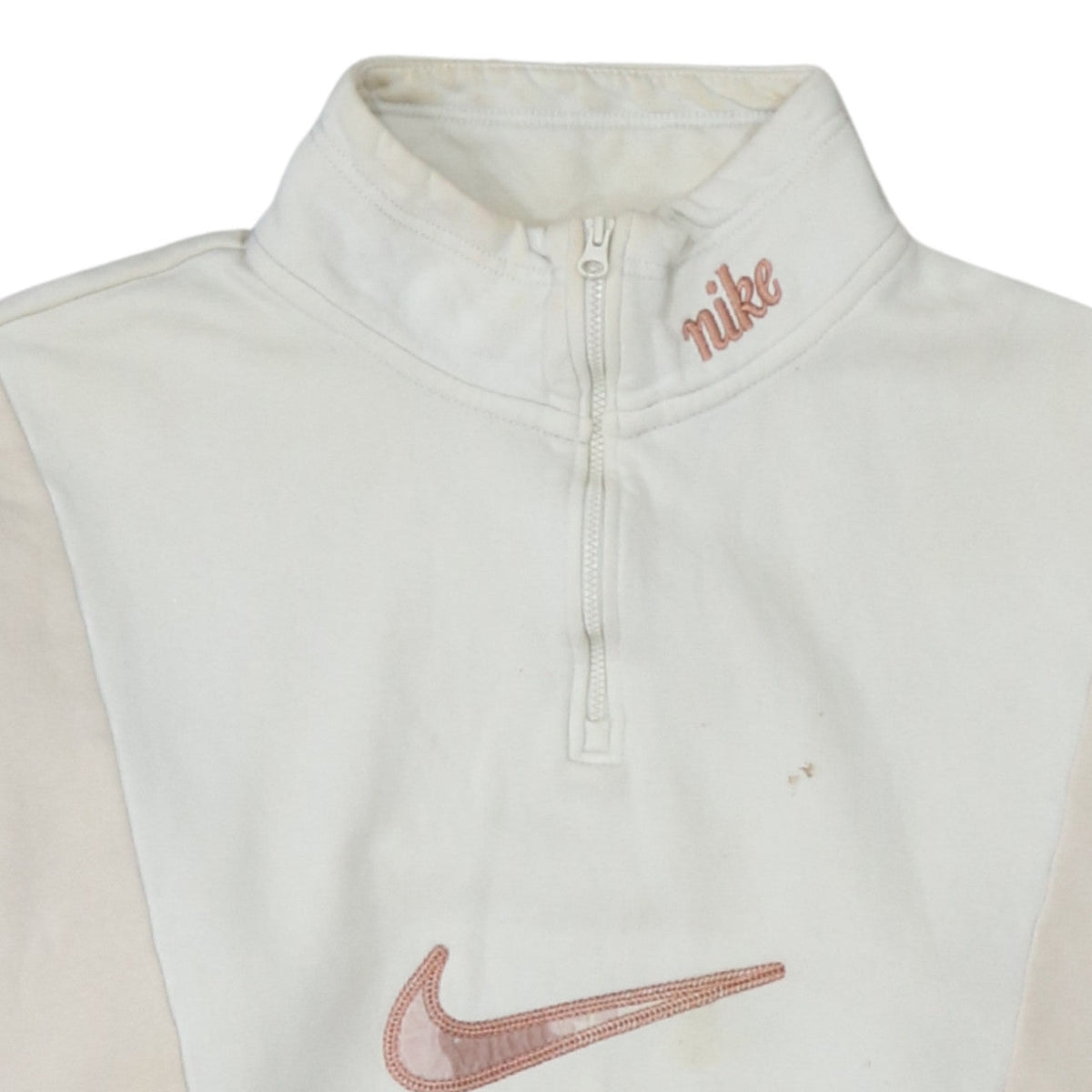 Nike Women’s Beige 1/4 Zip Pullover Sweatshirt Size S Loose Fit